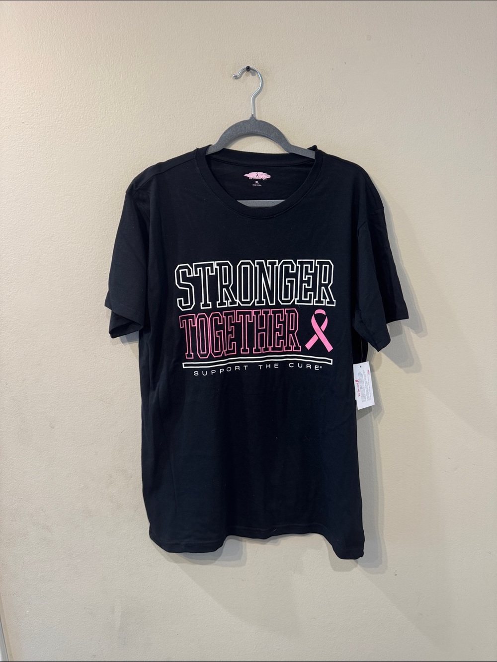 Unisex short sleeve crew neck black Stronger Together Tee sz xl new nwt